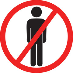 No people allowed sign prohibition symbol with human pictogram vector illustration for warning and restriction concepts