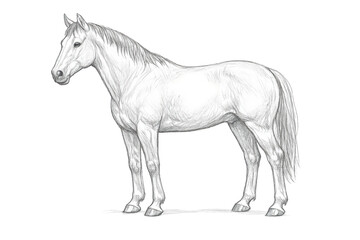 Elegant White Horse Sketch on transparent background Image Download.