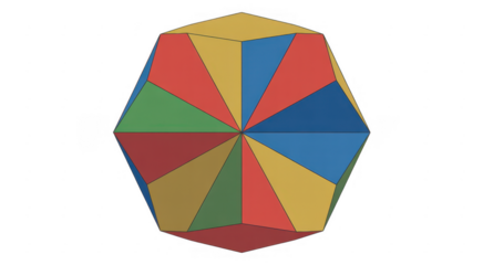 Colorful geometric shape polygon isolated on a transparent background