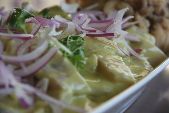 Peruvian street-style ceviche with lenguado and crispy fried calamari