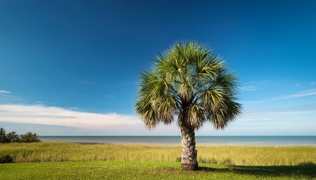 South Carolina Palmetto Tree In Horizontal Orientation With Copy Space