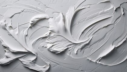 Decorative White Putty Background Wall Texture With Filler Paste Applied With Spatula Chaotic Dashes And Strokes Over Plaster