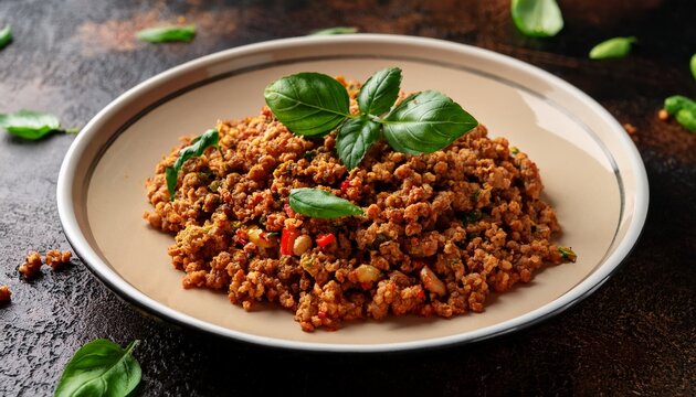 Pad Kra Pao Spicy Fried Mince Pork With Basil Leaves