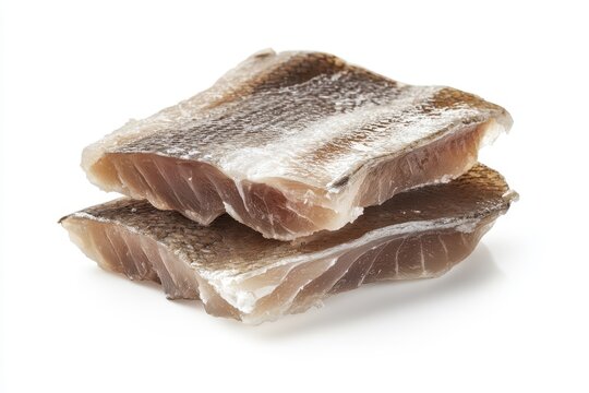 Salted Dutch herring fillet traditional maatjes with onions fresh Atlantic herring matias holenderski clupea harengus membras on white backdrop