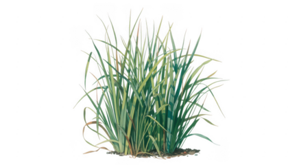 Green grass with long blades and roots isolated isolated on a transparent background