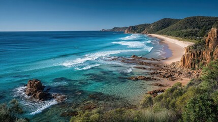 Obraz premium Beach view of Australia s coastal nature