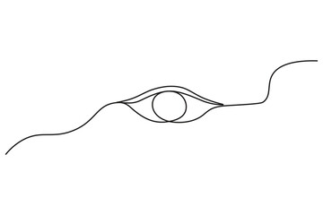 Fototapeta premium Eye continuous one line drawing minimalist outline illustration with simple curved arc shape