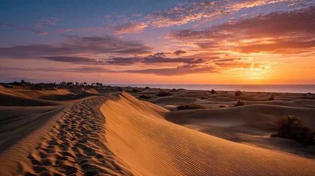 Canaries twilight at Maspalomas sands