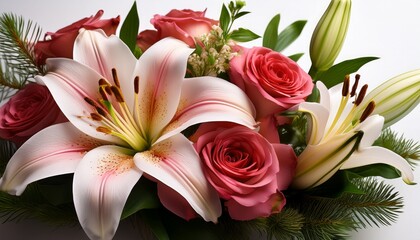 Flower Arrangement With Lily And Rose