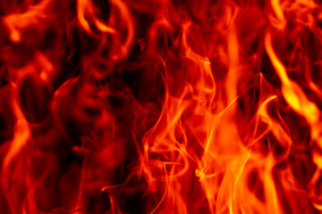 Fototapeta premium Flame fiery texture on black. Flame sparks with glowing light. Flame burning abstract form. Flame visual effect.