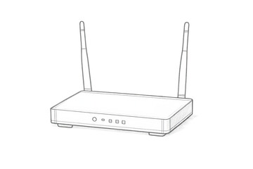 Fototapeta premium White Wireless Router with Antennas on a transparent background image.
