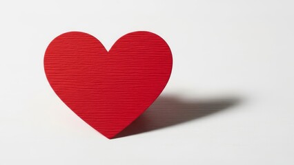 Obraz premium Red heart-shaped object casting a shadow on a plain surface, viewed from a slight angle