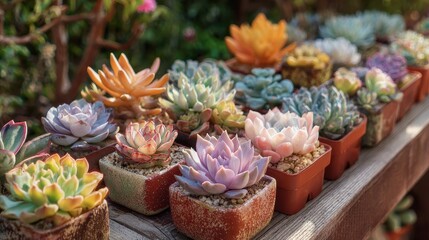Different Echeveria runyonii plants thriving in a sunlit garden