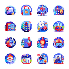 Pack of Cybersecurity and Computing Flat Style Illustrations 