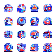 Set of AI Technology Flat Style Illustrations 