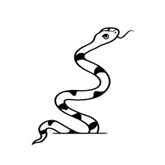 Fototapeta premium Coral Snake. Coral Snake simple black and white line art vector logo