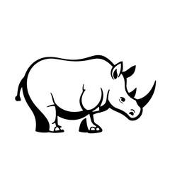 Fototapeta premium Rhinoceros. Rhinoceros simple black and white line art vector logo