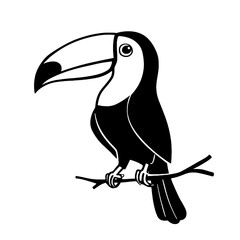 Obraz premium Toucan. Toucan simple black and white line art vector logo