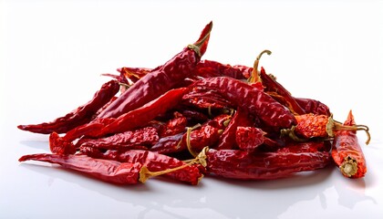 Dried Red Chili Peppers On White Background