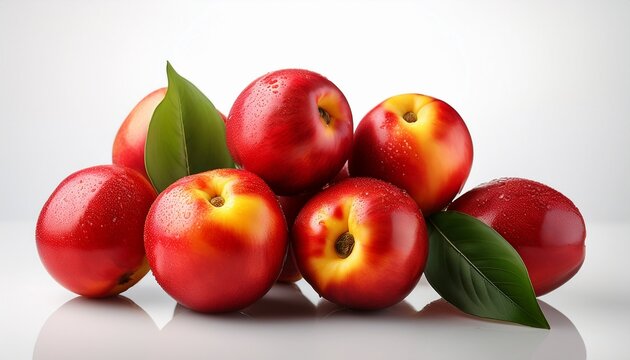 Fresh Juicy Fruta Nectarinas Displayed On White Background For Photography