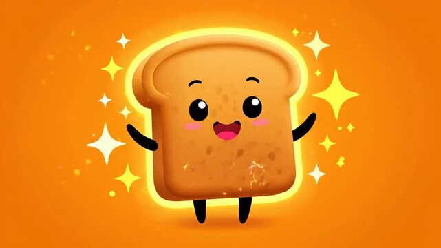 Adorable Animated Toast Character with a Sparkling Glow.