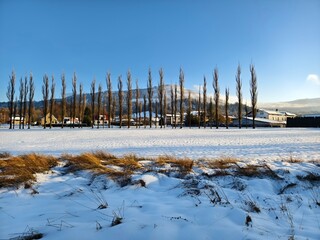 Landscape of the village of Lhotka in winter