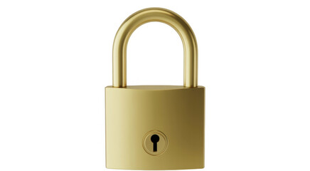 Golden padlock isolated on a transparent background