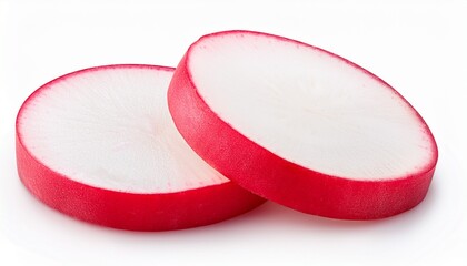 Radish Slices Isolated On White Background With Full Depth Of Field