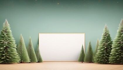 Christimas Background Illustration With Pine Trees And Blank Copy Space