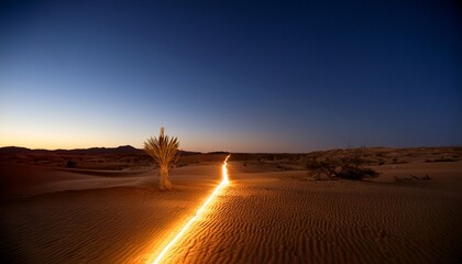 Oasis Of Light A Glowing Line In The Arid Wilderness