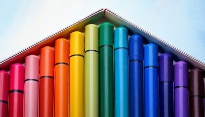 Box Of Crayons In A Rainbow Of Colors Background