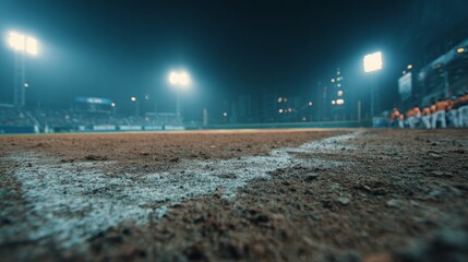 night baseball field in play
