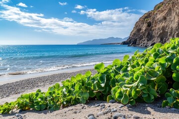 Tetraena fontanesii a succulent from the Zygophyllaceae family thrives on Lanzarote s volcanic beach rocks
