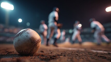 night baseball field in play