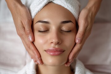 Young woman receiving a spa massage in a beauty salon enhancing the client s appearance and freshness