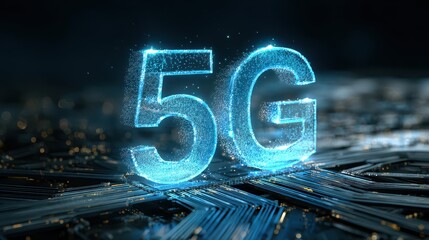 Digital depiction of 5G text and data handling across server cables showcasing global connectivity and computing