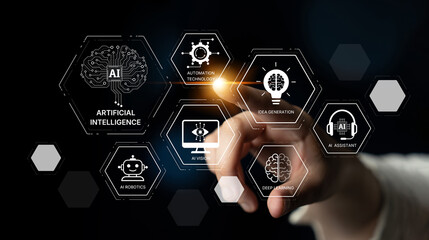 AI learning system involves deep learning, supervised machine learning, and natural language processing. AI learning diagram shows how AI advances learn in automation and data processing. Spline
