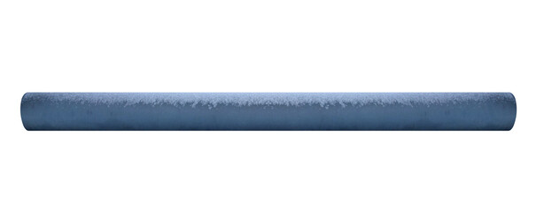 Concrete pole covered with snow, horizontal. On isolated transparent background.