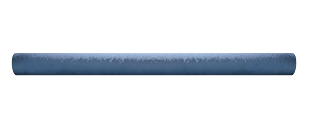 Concrete pole covered with snow, horizontal. On isolated transparent background.