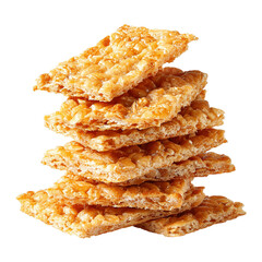 Crispy Rice Crackers Stacked Snacks Food isolated on transparent background.