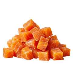 Cubed Salmon Pieces Food isolated on transparent background.