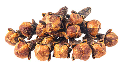 Obraz premium Close-up of multiple whole cloves, showing detailed texture and rich brown tones against a solid transparent background