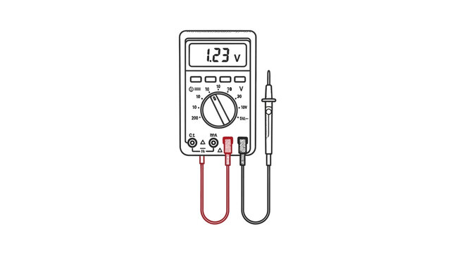 Digital Multimeter Device with Probe and Leads.