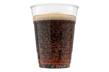 Plastic cup of soda drink beverage isolated on a transparent background