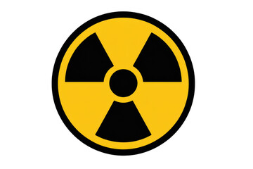 Yellow radiation symbol warning isolated on a transparent background