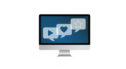 Computer Screen with Social Media social media blue screen isolated on a transparent background