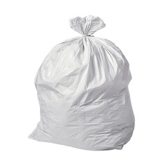 Full White Garbage Bag isolated on transparent background.