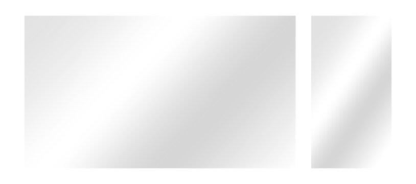 Realistic glass reflection and screen glare set on a transparent background. Shiny transparent window, laptop, monitor, smartphone, and TV panel set. Clear plastic sheets, see-through PNG glass set. 