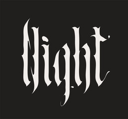 Naklejka premium The word Night written in Gothic font, all caps. The style is reminiscent of a fairy tale, witchcraft, or horror movie. Suitable for a T-shirt, logo, or headline.