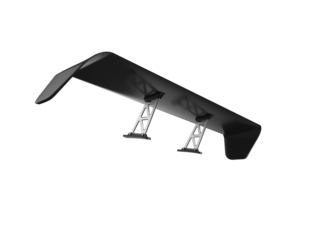 Aggressive GT Style Carbon Fiber Rear Spoiler for Race Car Modification: Lightweight, High-Quality 3D Render of Aerodynamic Downforce Generator, Essential Exterior Styling Performance Part.